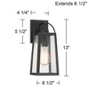 Possini Euro Design Woodley 13" High Modern Outdoor Wall Light Fixture Mount Porch House Set of 2 Weatherproof Sand Black Aluminum Seeded Glass Shade - 4 of 4
