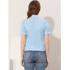 Allegra K Women's Embroidered Bow Tie Neck Puff Sleeve Office Work Shirt - 4 of 4
