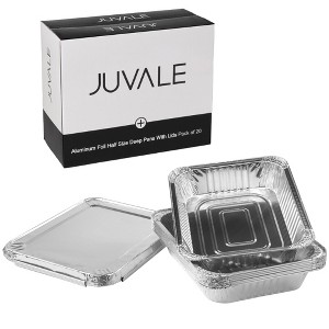 Juvale 20-Pack Half Size Aluminum Pans with Lids - 9x13 Disposable Tin Foil Catering Trays for Baking, Roasting Food, Chafing - 1 of 4