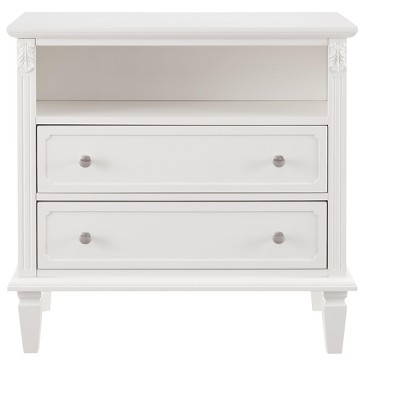NicBex 15 inch Wide Nightstand with 2 Drawers,Side Table with Open Space and Solid Wood Legs,Bedside Table for Bedroom,Living Room,White/Black/Walnut