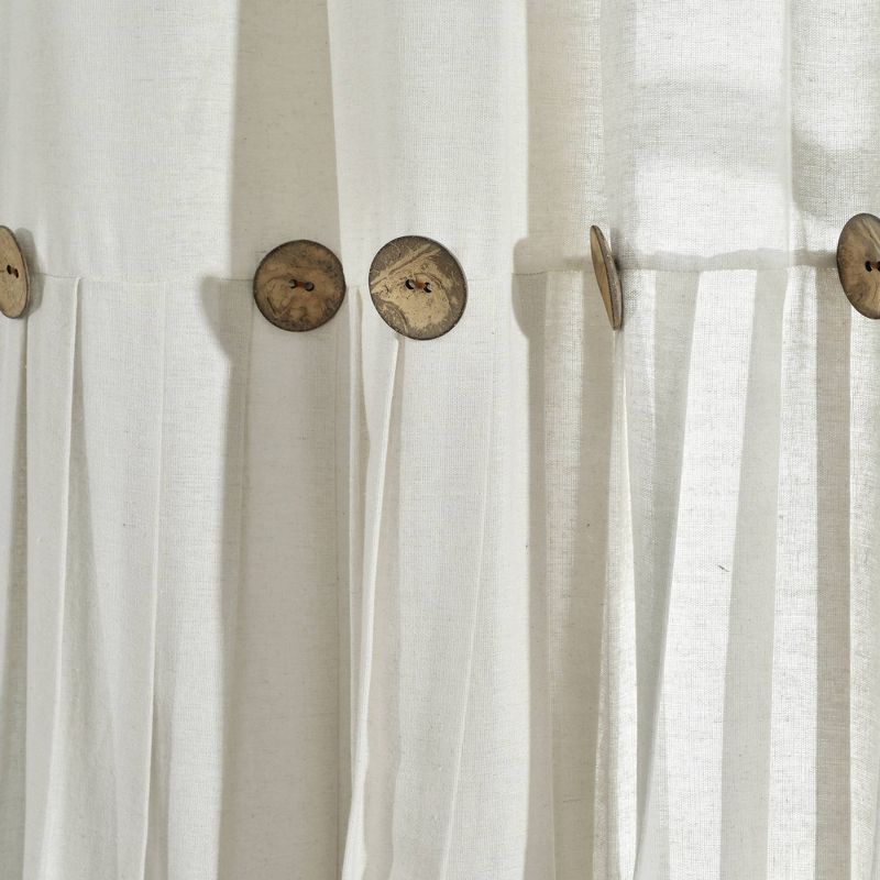 Set of 2 Farmhouse Linen Button Kitchen Curtain Tiers - Lush Décor, 4 of 8
