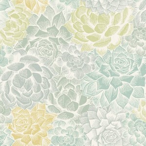 RoomMates Mr. Kate Succulent Plant Peel & Stick Wallpaper: Removable Botanical Wall Decals, Self-Adhesive, Multicolored - 1 of 4