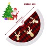 Christmas Tree Skirt, Buffalo Plaid 48 Inch Red & Black Xmas Tree Skirt - Reindeer Design, Faux Fur Pom Pom Trim for Indoor Holiday Party Decorations - 3 of 4