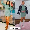 EXLURA Women's Mock Neck Ribbed Long Sleeve Bodycon Pullover Cute Mini Sweater Dress - 2 of 4