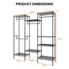 77" Metal Freestanding Clothing Organizer, Clothing Rack Heavy Duty Clothes Rack with 8 Shelves & 4 Hang Rods, for Hanging Clothes - 2 of 4