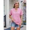 Summer Tops for Women 2025 Short Sleeve V Neck Dressy Lace Eyelet Blouses Shirts - 3 of 4