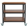 Flash Furniture Livingston Collection 30"W Rolling Storage Cart with Metal Wheels in Brown Oak Wood Grain Finish - 2 of 3