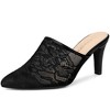 Allegra K Women's Lace Mesh Floral Embroidered Stiletto Heels Slide Mules - 2 of 4