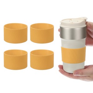 Unique Bargains Silicone Protective Heat Resistant Non Slip Coffee Cup Sleeve 4 Pcs - 1 of 4