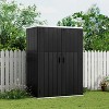 Vertical Outdoor Storage Shed, 57 Cu. Ft. Waterproof Resin Cabinet for Space-Saving Patio, Garden Tool, and Pool Equipment Organization - Black - 2 of 4