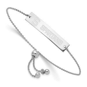Black Bow Jewelry Sterling Silver Michigan State Spartans NCAA ID Bracelet 9 Inch - 1 of 4