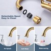 WOWOW 4 in. Centerset Double Handle High Arc Bathroom Faucet with Drain Kit Included in Brushed Nickel - 4 of 4