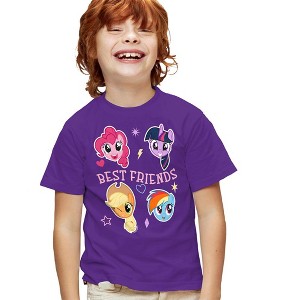Boys' My Little Pony Best Friends Badges Kids T-Shirt Purple MD