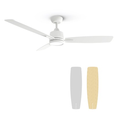 TALOYA 52 in. LED Light White Ceiling Fan with Remote, Reversible Quiet DC Motor for Bedroom Dining Living Room