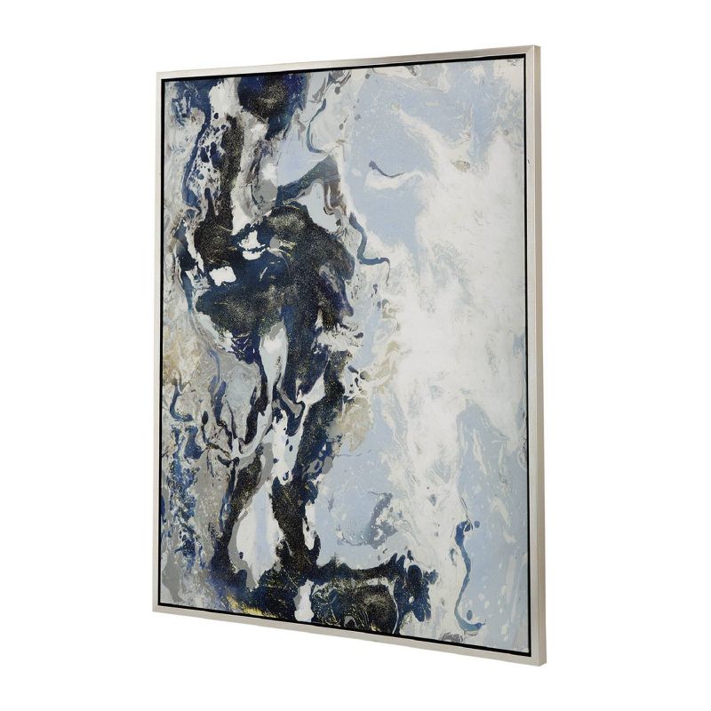 47&#34;x35.5&#34; Cerulean Seas Hand Painted Framed Wall Art Blue/White/Silver - A&#38;B Home, 5 of 10