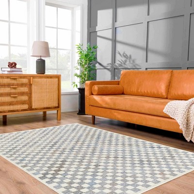 Hauteloom Halen Gray Checkered Area Rug