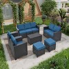 10-Piece PE Rattan Patio Seating Set,Patio Conversation Set With Cushions And Tempered Glass Top Table,Patio Sectional Sofa -Maison Boucle - 2 of 4