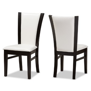 Set of 2 Adley Modern And Contemporary Finished Faux Leather Dining Chairs White/Dark Brown - Baxton Studio - 1 of 4