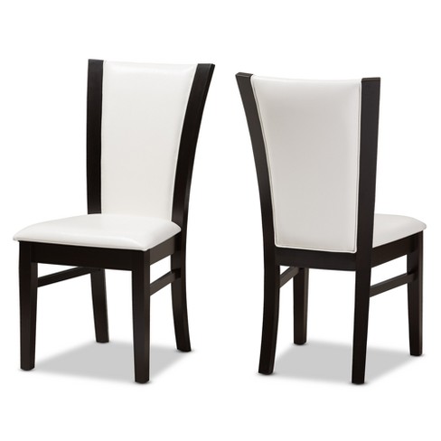 Set Of 2 Adley Modern And Contemporary Finished Faux Leather Dining Chairs  White/Dark Brown - Baxton Studio : Target
