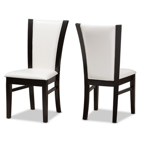 Set Of 2 Louis Faux Leather Upholstered And Wood Dining Chairs Beige/black  - Baxton Studio : Target