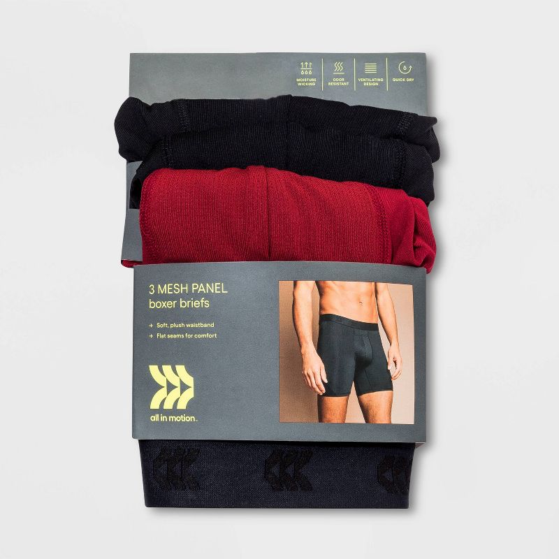Men's Jersey Mesh Performance Boxer Briefs 3pk - All in Motion™, 3 of 5