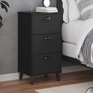 vidaXL Bedside Cabinet Accent End Table Bedroom Furniture Solid Wood Pine, 15.7"x13.8"x31.5" - 1 of 4