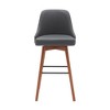 HomeRoots 30" Gray and Wood Brown Faux Leather with Solid Wood Swivel Bar Height Bar Chair - 4 of 4