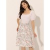 Allegra K Women's Floral Print Smocked Elastic Waist Midi Flowy Tiered Ruffle Skirt - 2 of 4