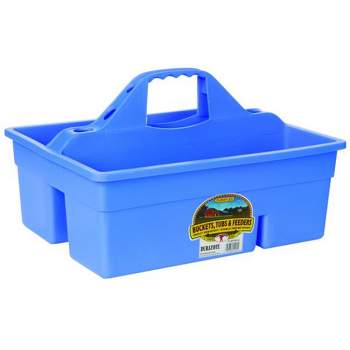 Little Giant DuraTote Plastic Tote Box Organizer with Grip Handle, 2 Compartments and Extra Thick Sidewalls for Tool Storing and Carrying, Berry Blue