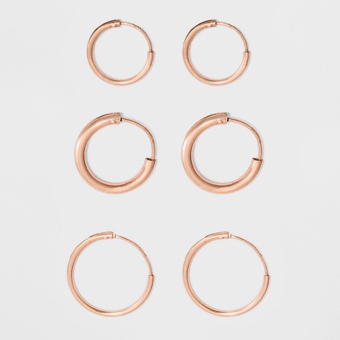 Rose gold earrings small shop hoops