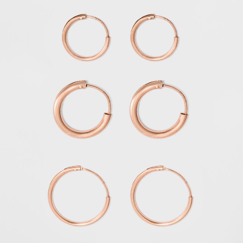 Endless Hoop Rose Gold Over Sterling Silver Small Three Earring Set 3pc- A New Day&#8482; Rose Gold, 1 of 2