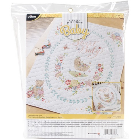 Bucilla Stamped Cross Stitch Crib Cover Kit 34x43-sweet Baby
