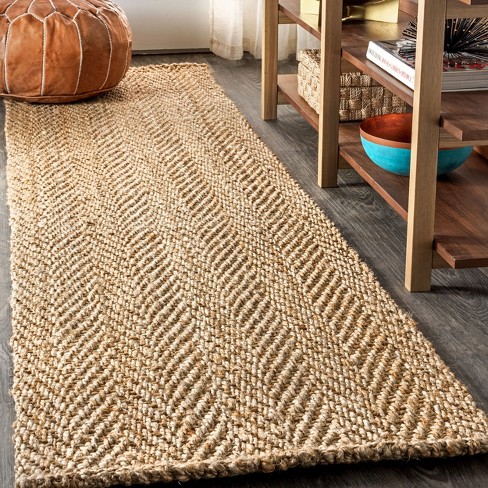 Boucle Hand-Woven Natural-Fiber Rug Farmhouse Solid Pattern Chunky-Textured  Rug