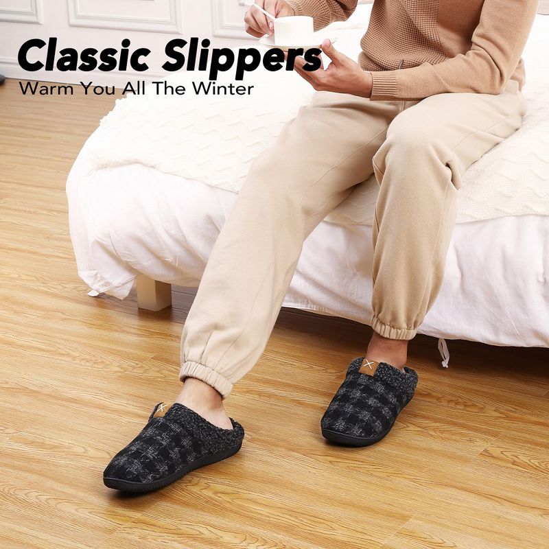Men's House Memory Foam Slippers Closed Toe House Shoes with Indoor Outdoor Rubber Sole, 4 of 7