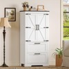 USIKEY 50.4" H Farmhouse Storage Cabinet, Bathroom Storage Cabinet with with 2 Doors & Drawers and Adjustable Shelf, for Bathroom, Living Room, White - 2 of 4
