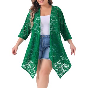 Agnes Orinda Women's Plus Size Draped Shawls Lightweight Open Front Lace Date Cardigans - 1 of 4
