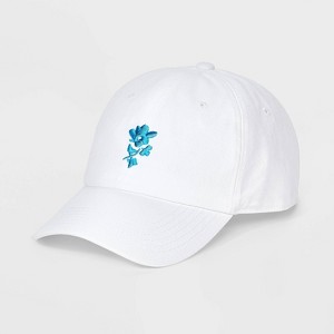 Men's Kindness Blooms Baseball Hat - Goodfellow & Co™ White: Adjustable Cotton Twill, Midweight Fabric - 1 of 4