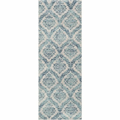 Hauteloom Oaklyn Teal Floral Diamonds Rug