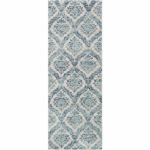 Hauteloom Oaklyn Teal Floral Diamonds Rug - 1 of 4