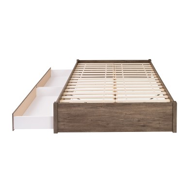 Elegant Queen Platform Bed with Upholstered Wood Frame and 2 Storage Drawers