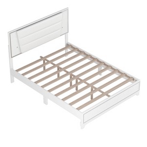 TiramisuBest Queen Size PU Upholstered Bed - White PU Design - 1 of 4