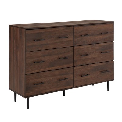 Higgins Modern Horizontal 6 Drawer Dresser Dark Walnut - Saracina Home