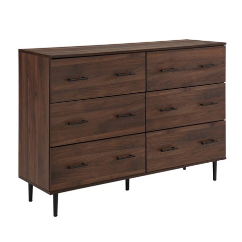 Higgins Modern Horizontal 6 Drawer Dresser Dark Walnut - Saracina