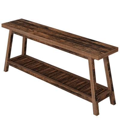 Dexmalle Solid Wood Narrow Long Farmhouse Console Table, Living Room