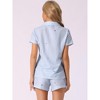 INSPIRE CHIC Women's Short Sleeve Button Up Top and Shorts Loungewear Pajamas Set 2 Pcs - image 3 of 4