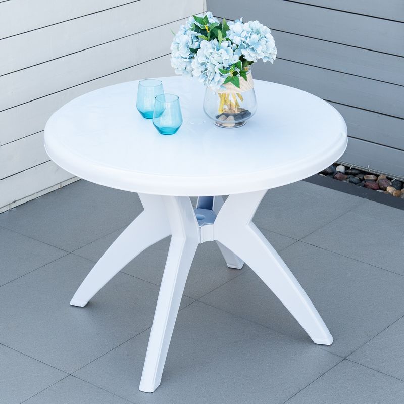 Outsunny Patio Dining Table with Umbrella Hole Round Outdoor Bistro Table for Garden Lawn Backyard, 3 of 7