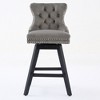 TOAOTBNBOB 360° Swivel Bar Stools Set of 2, Wood Barstools with Button Tufted Back, Modern Bar Chair with Wooden Legs - 2 of 4