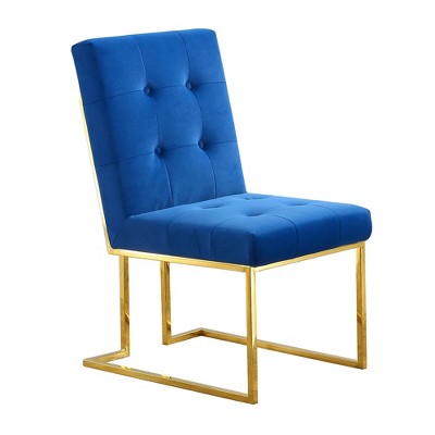 NicBex 2-piece Set Dining Chair Modern Upholstered Linen Fabric Side Chair with Tufted Button Back and Gold Metal Legs for Dining Room