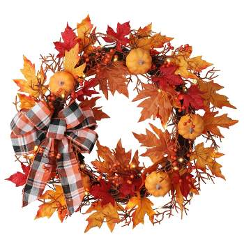 26in Pre-lit LED Plaid Wreath - Haute Décor