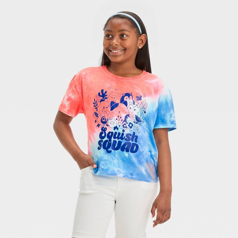 Girls&#39; Squishmallows Squad Americana Tie-Dye Short Sleeve Graphic T-Shirt, 1 of 4